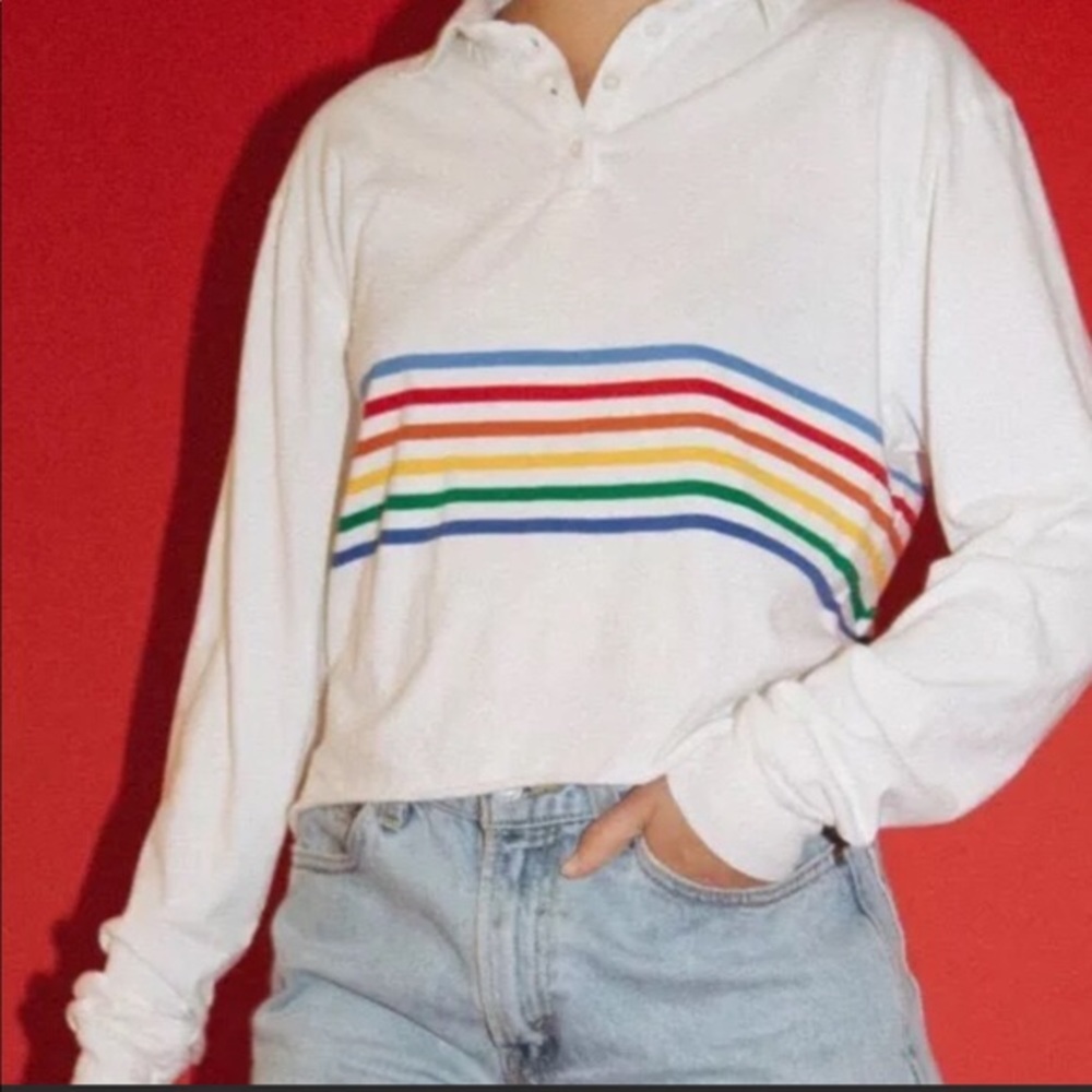 brandy melville striped jonny polo top